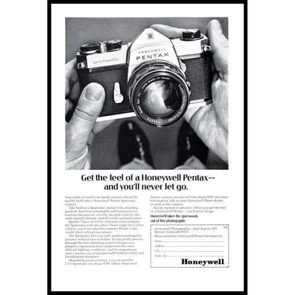 1969 Honeywell Pentax Spotmatic SLR Camera Vintage Print Ad Film Photography Art - Picture 1 of 1